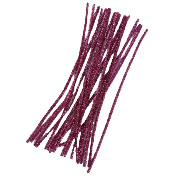 Simli Metalik Şönil 30 cm. 20'li Pembe