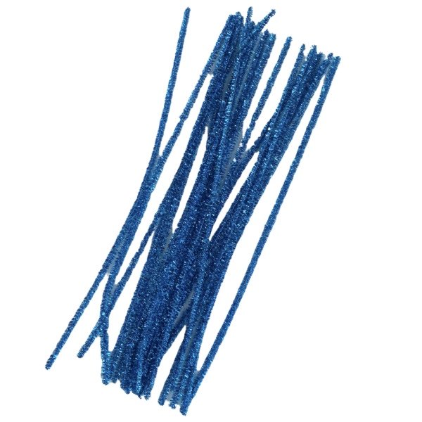 Simli Metalik Şönil 30 cm. 20'li Mavi