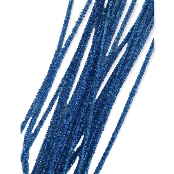 Simli Metalik Şönil 30 cm. 20'li Mavi