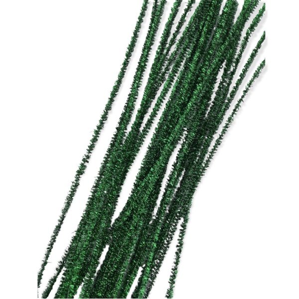 Simli Metalik Şönil 30 cm. 20'li Yeşil