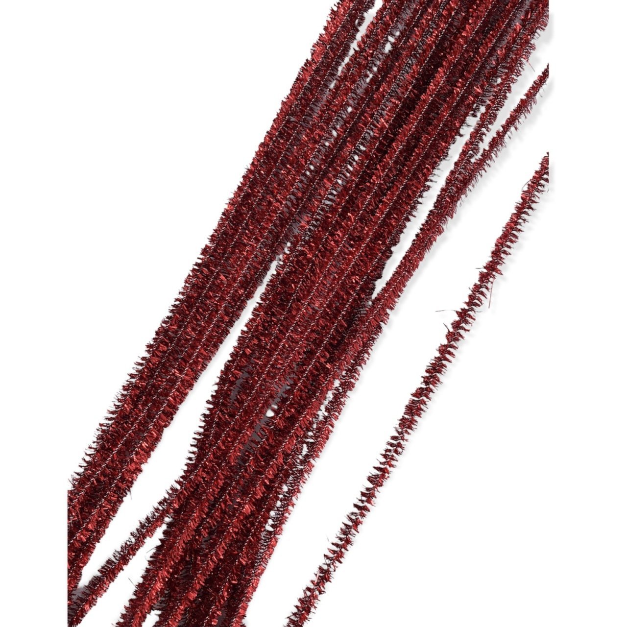 Simli Metalik Şönil 30 cm. 20'li Kırmızı
