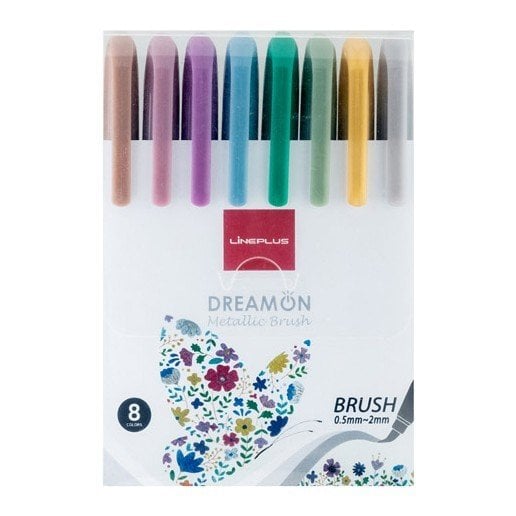 LinePlus Metalik Fırça Uçlu Kalem 8'li