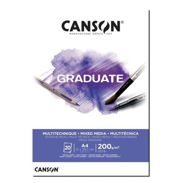 Canson Graduate Mix Media A4 200 gr. 20 Sayfa