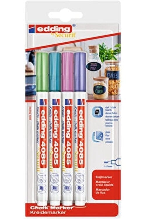Edding Sıvı Tebeşir 4085 Metalik Renkler 4'lü