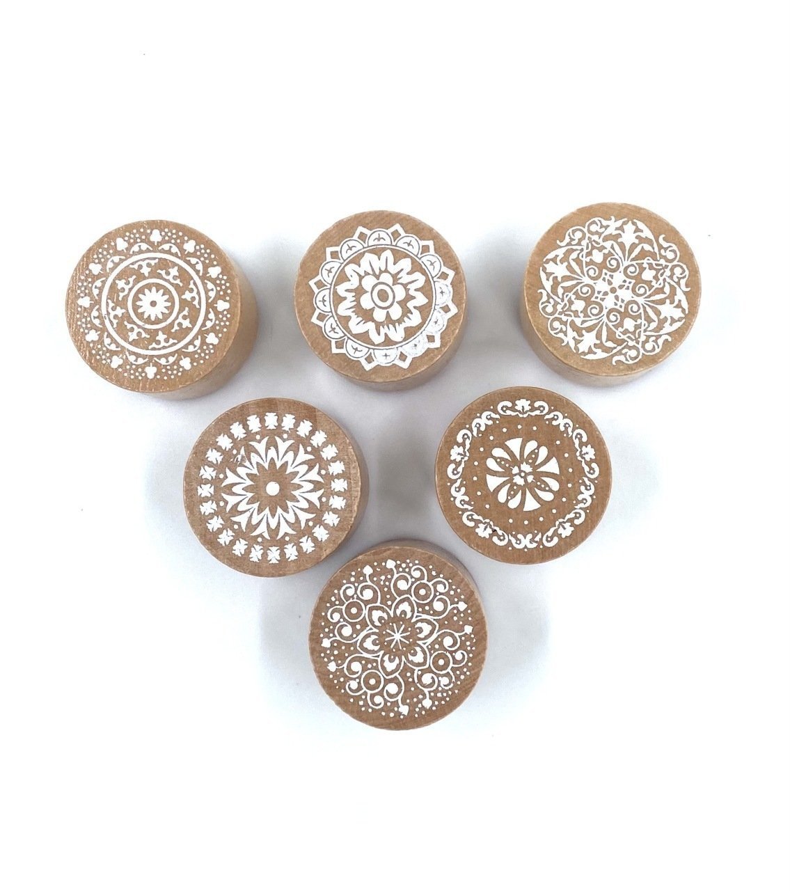 Ahşap Stamp Damga Daire Etnik 6'lı Set
