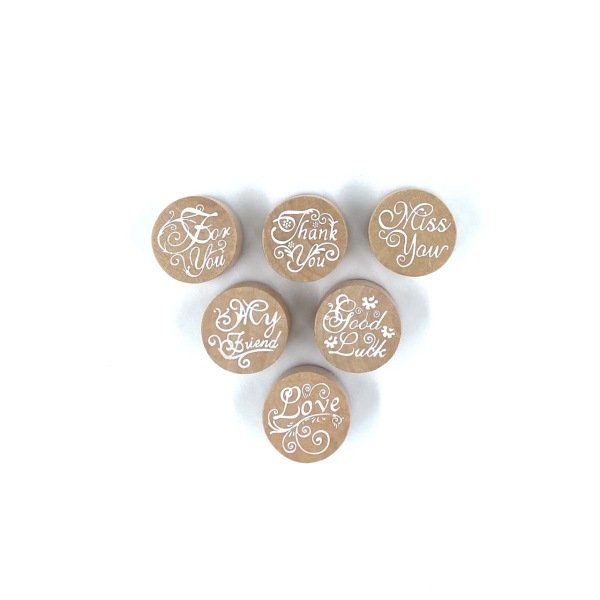 Ahşap Stamp Damga Daire Yazılar 6'lı Set
