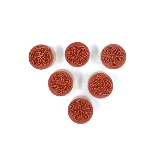 Ahşap Stamp Damga Daire Yazılar 6'lı Set
