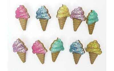 Şekilli Düğme - Glitter Ice Cream Cones 6 Parça