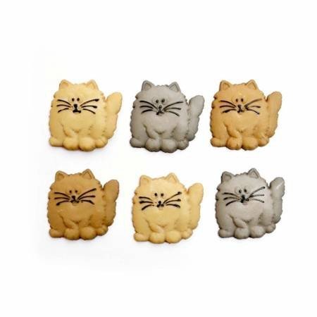 Şekilli Düğme - Fat Cats 6 Parça