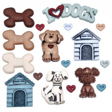 Şekilli Düğme - It's A Dogs Life 15 Parça