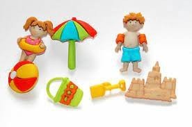 Şekilli Düğme - Day at The Beach