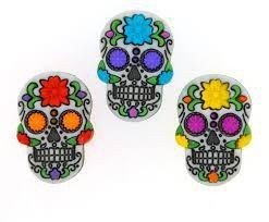 Şekilli Düğme - Halloween Day of the Dead