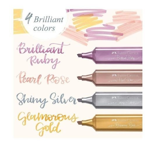 Faber Castell Highlighter Fosforlu Kalem Metalik 4'lü