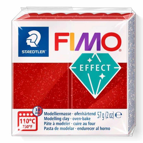 Fimo Soft Efekt 57 gr. Glitter Red No:202