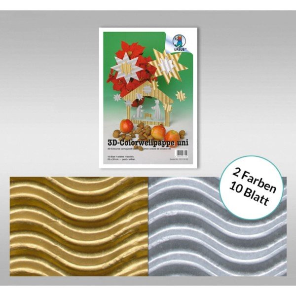 3D Oluklu Karton Metalik Renkler 23*33 cm 10 Adet