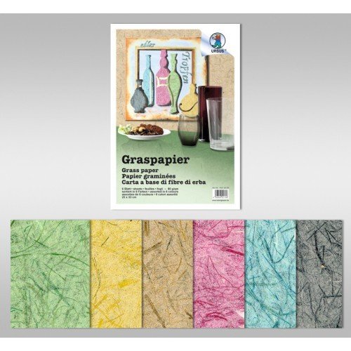 El Yapımı Çimen Lifli Kağıt 23*33 cm 6'lı Paket